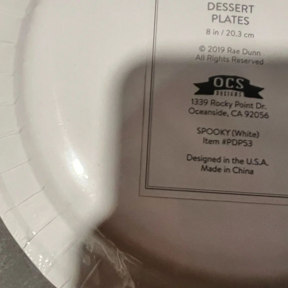 Spooky Rae Dunn Disposable Plates Heavy duty 16 Dessert Halloween